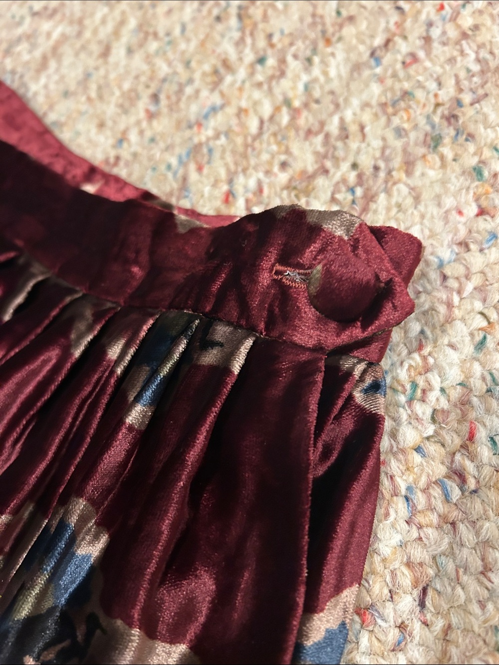 Vintage Ralph Lauren Country Burgundy and Gold Floral Maxi Skirt - Picture 4 of 8